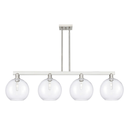 Innovations Athens 53in 4-Light Island Light | Industrial Brushed Satin Nickel Steel and Clear Glass | Kitchen Island & Dining | Model 716-4I-SN-G122-10