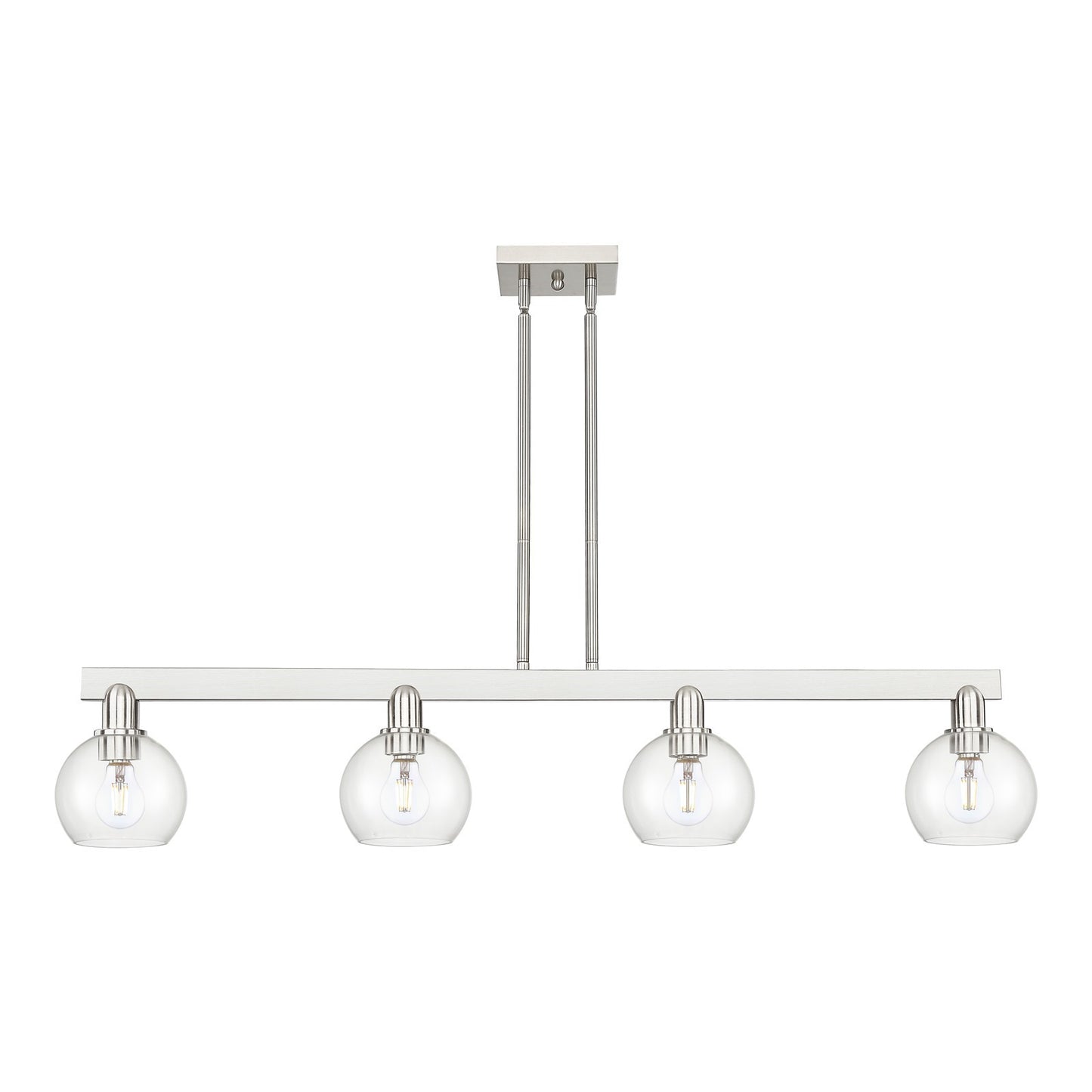 Innovations Athens 49in 4-Light Island Light | Industrial Brushed Satin Nickel Steel and Clear Glass | Kitchen Island & Dining | Model 716-4I-SN-G122-6