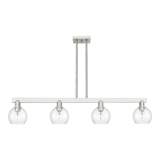 Innovations Athens 49in 4-Light Island Light | Industrial Brushed Satin Nickel Steel and Clear Glass | Kitchen Island & Dining | Model 716-4I-SN-G122-6