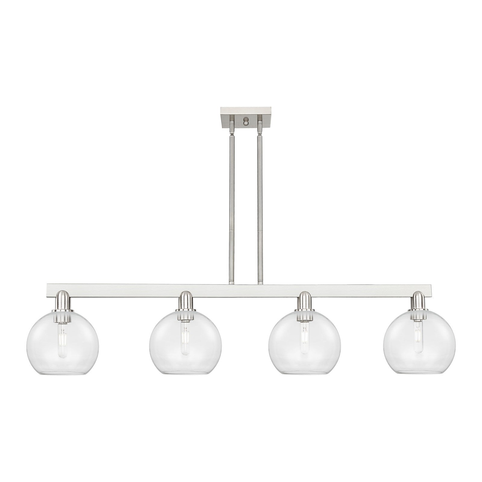Innovations Athens 51in 4-Light Island Light | Industrial Brushed Satin Nickel and Clear Glass | Kitchen Island & Dining Room | Model 716-4I-SN-G122-8