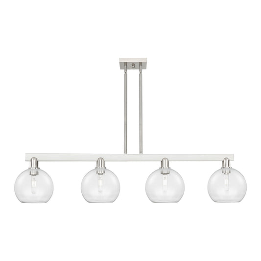 Innovations Athens 51in 4-Light Island Light | Industrial Brushed Satin Nickel and Clear Glass | Kitchen Island & Dining Room | Model 716-4I-SN-G122-8