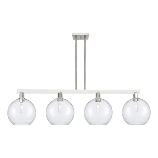Innovations Athens 53in 4-Light Island Light | Industrial Brushed Satin Nickel Steel and Seedy Glass | Kitchen Island & Dining | Model 716-4I-SN-G124-10
