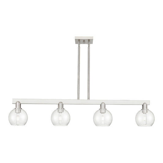 Innovations Athens 49in 4-Light Island Light | Industrial Brushed Satin Nickel Steel and Seedy Glass | Kitchen Island & Dining | Model 716-4I-SN-G124-6