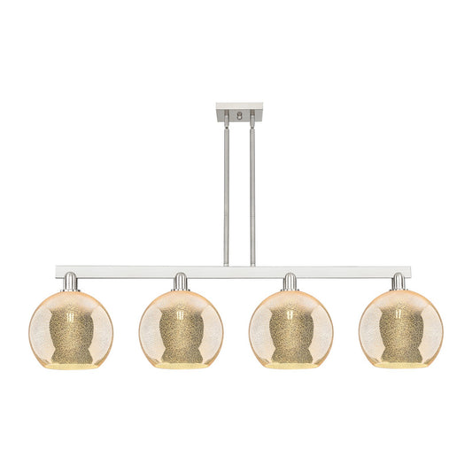 Innovations Athens 53in 4-Light Island Light | Industrial Brushed Satin Nickel Steel and Mercury Glass | Kitchen Island & Dining | Model 716-4I-SN-G128-10