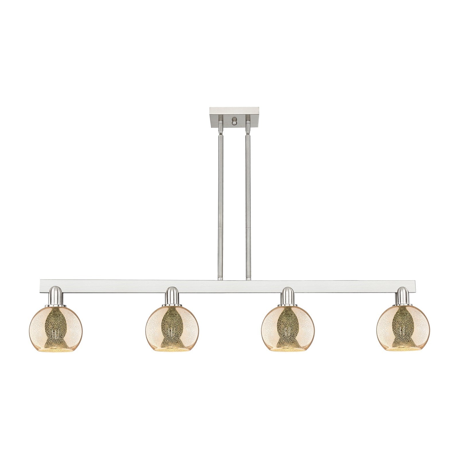 Innovations Athens 49in 4-Light Island Light | Industrial Brushed Satin Nickel and Mercury Glass | Kitchen Island & Dining Room | Model 716-4I-SN-G128-6