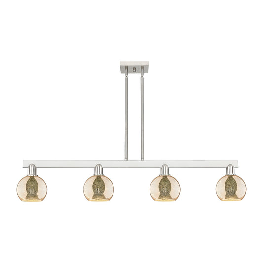 Innovations Athens 49in 4-Light Island Light | Industrial Brushed Satin Nickel and Mercury Glass | Kitchen Island & Dining Room | Model 716-4I-SN-G128-6