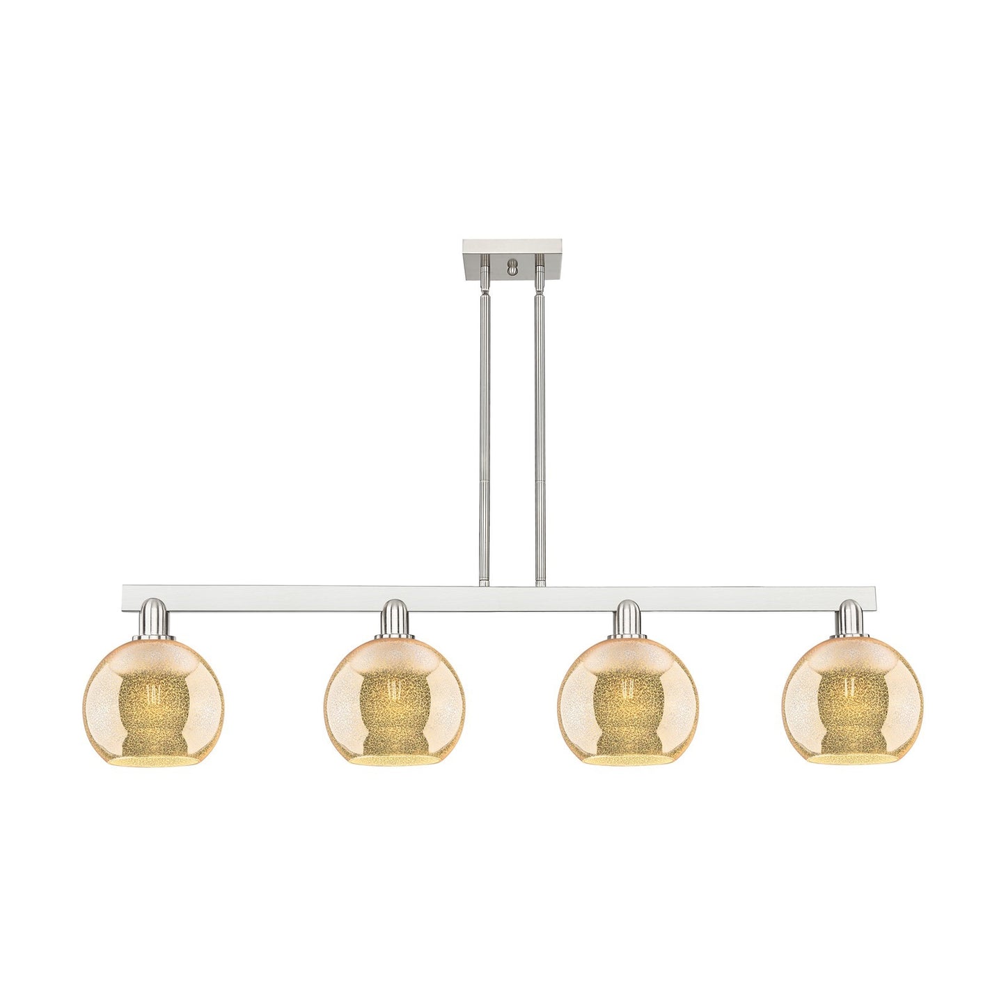 Innovations Athens 51in 4-Light Island Light | Industrial Brushed Satin Nickel Steel and Mercury Glass | Kitchen Island & Dining | Model 716-4I-SN-G128-8