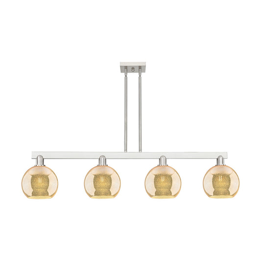 Innovations Athens 51in 4-Light Island Light | Industrial Brushed Satin Nickel Steel and Mercury Glass | Kitchen Island & Dining | Model 716-4I-SN-G128-8