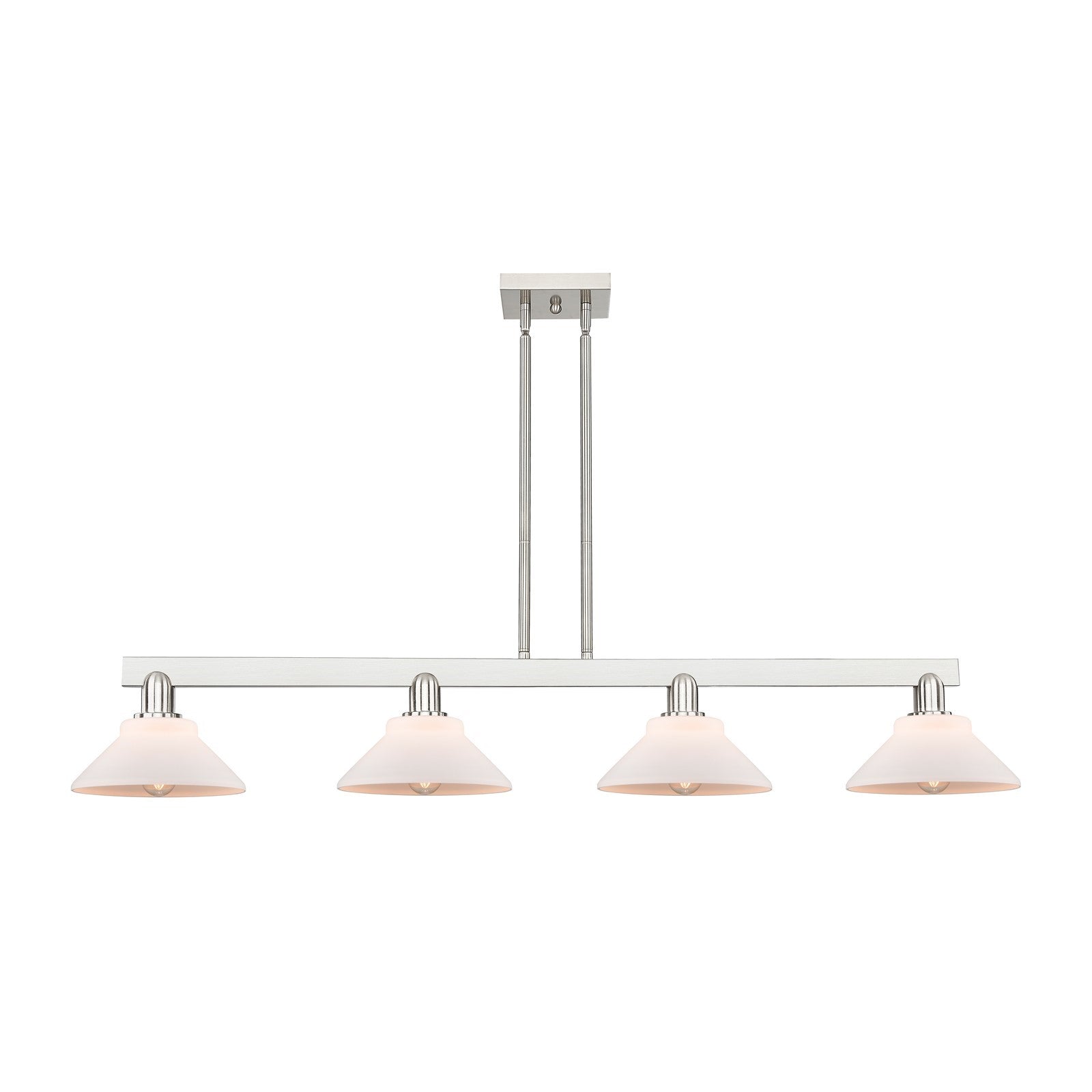 Innovations Orwell 51in 4-Light Island Light | Industrial Brushed Satin Nickel and Matte White Glass | Kitchen Island & Dining Room | Model 716-4I-SN-G131