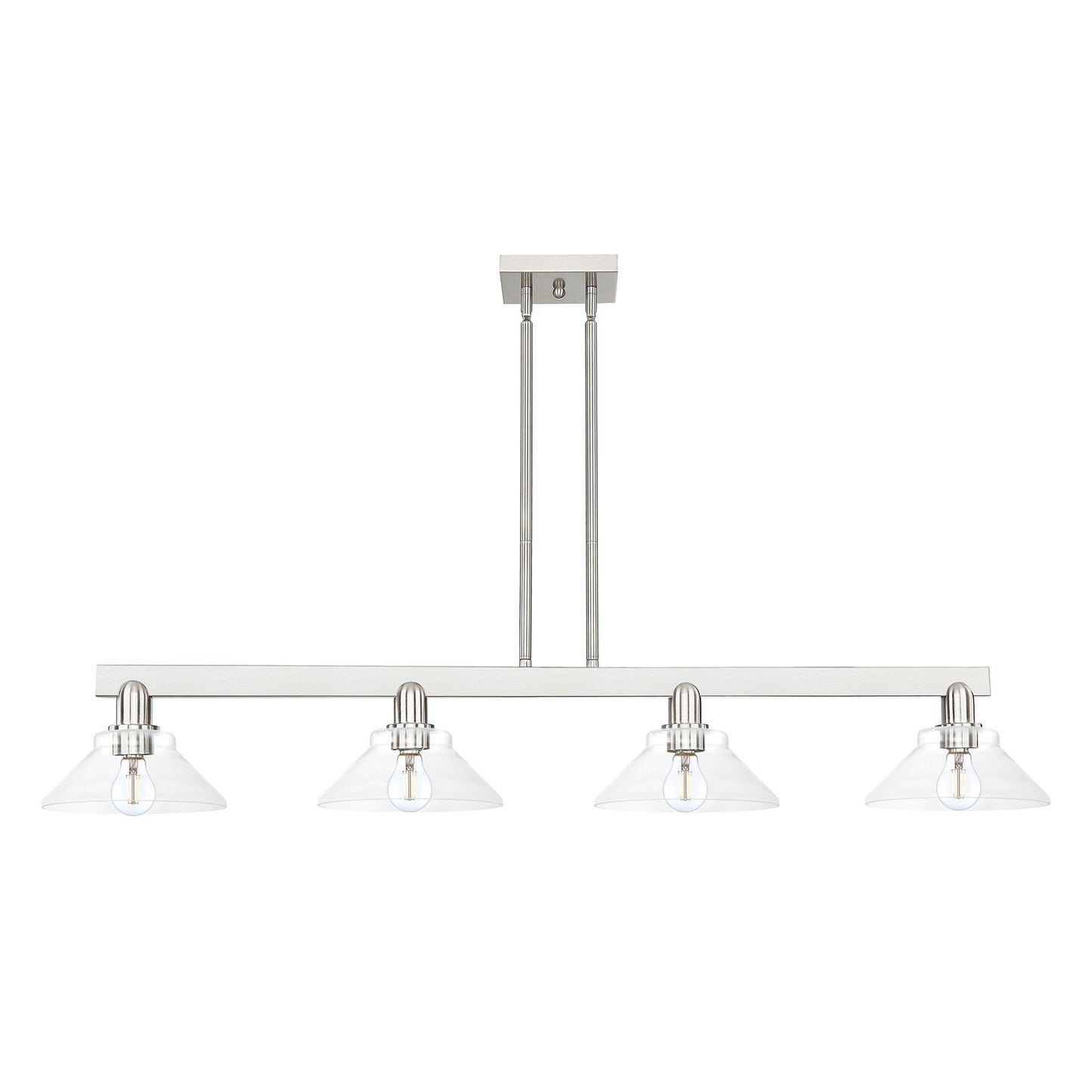 Innovations Orwell 51in 4-Light Island Light | Industrial Brushed Satin Nickel and Clear Glass | Kitchen Island & Dining Room | Model 716-4I-SN-G132