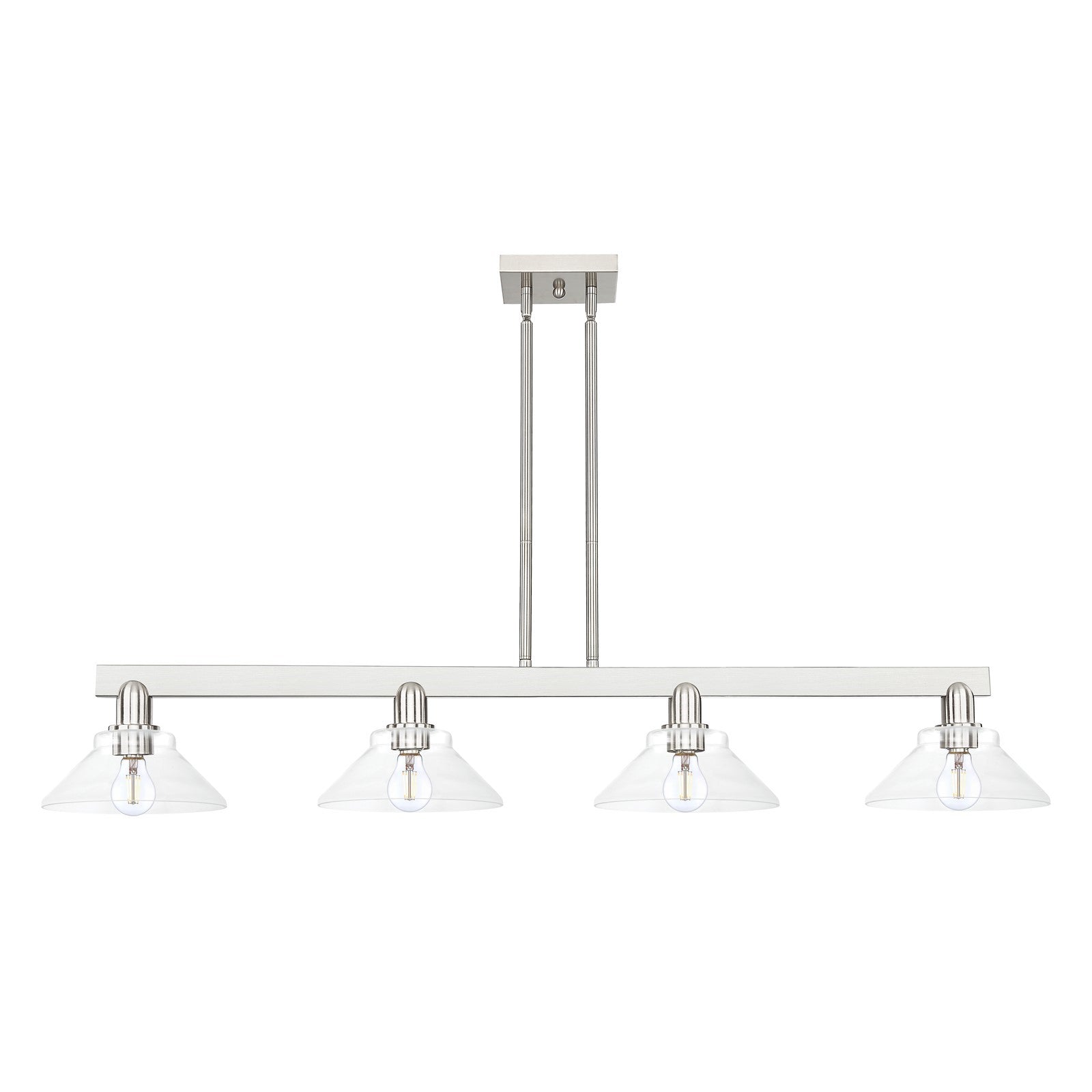 Innovations Orwell 51in 4-Light Island Light | Industrial Brushed Satin Nickel and Clear Glass | Kitchen Island & Dining Room | Model 716-4I-SN-G132