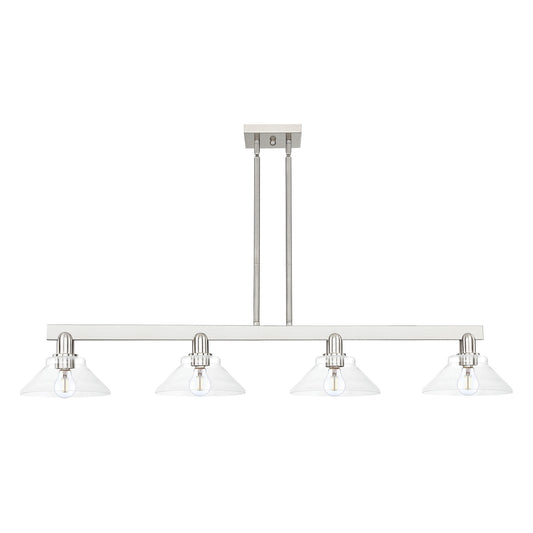Innovations Orwell 51in 4-Light Island Light | Industrial Brushed Satin Nickel and Clear Glass | Kitchen Island & Dining Room | Model 716-4I-SN-G132