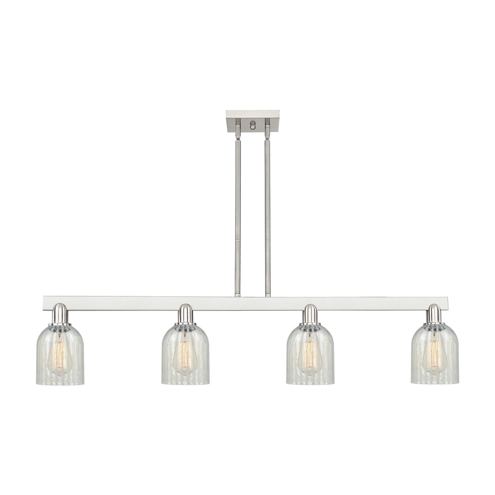 Innovations Caledonia 48in 4-Light Island Light | Industrial Brushed Satin Nickel and Mouchette Glass | Kitchen Island & Dining | Model 716-4I-SN-G2511