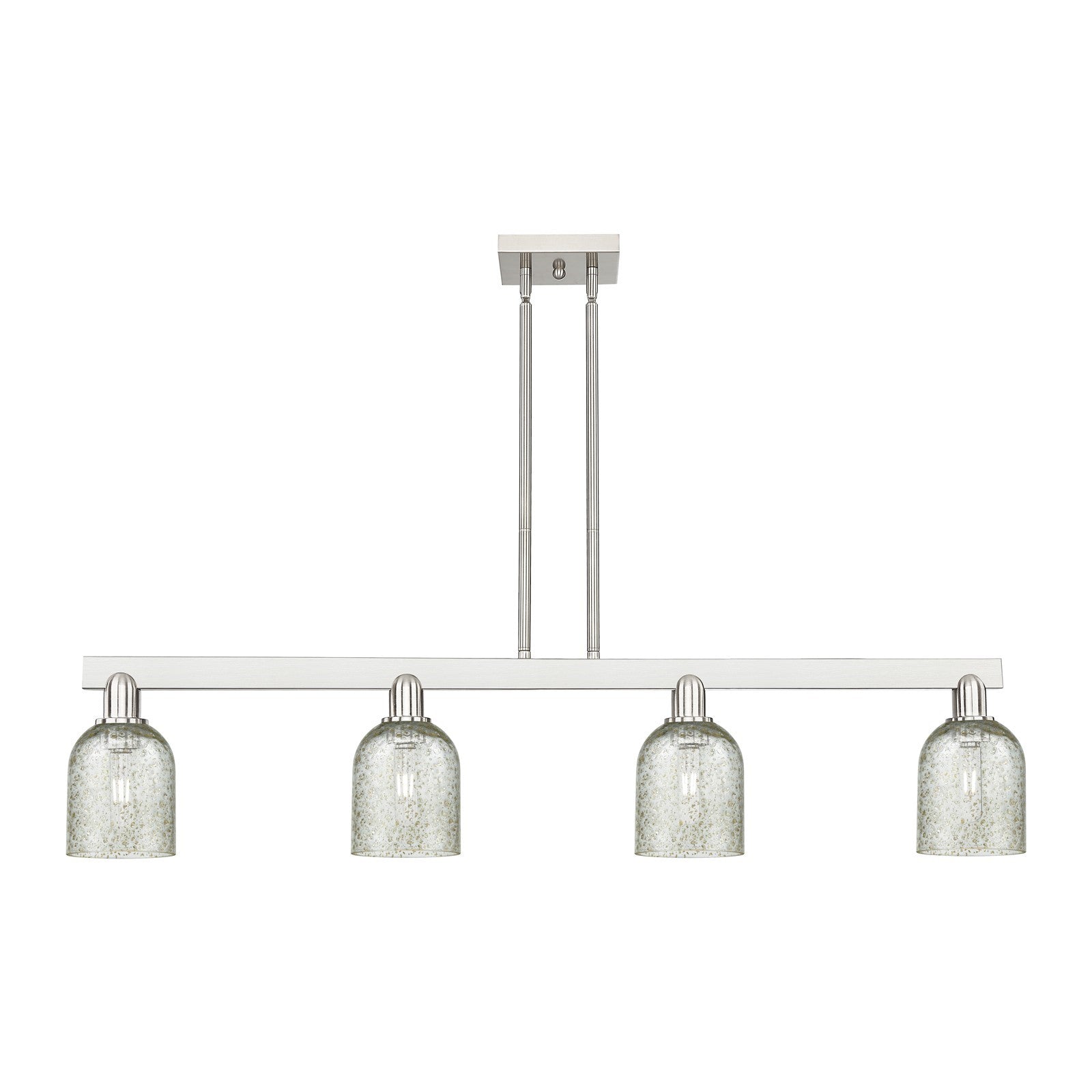 Innovations Caledonia 48in 4-Light Island Light | Industrial Brushed Satin Nickel and Mica Glass | Kitchen Island & Dining Room | Model 716-4I-SN-G259