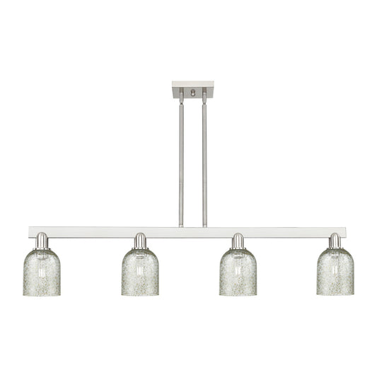 Innovations Caledonia 48in 4-Light Island Light | Industrial Brushed Satin Nickel and Mica Glass | Kitchen Island & Dining Room | Model 716-4I-SN-G259