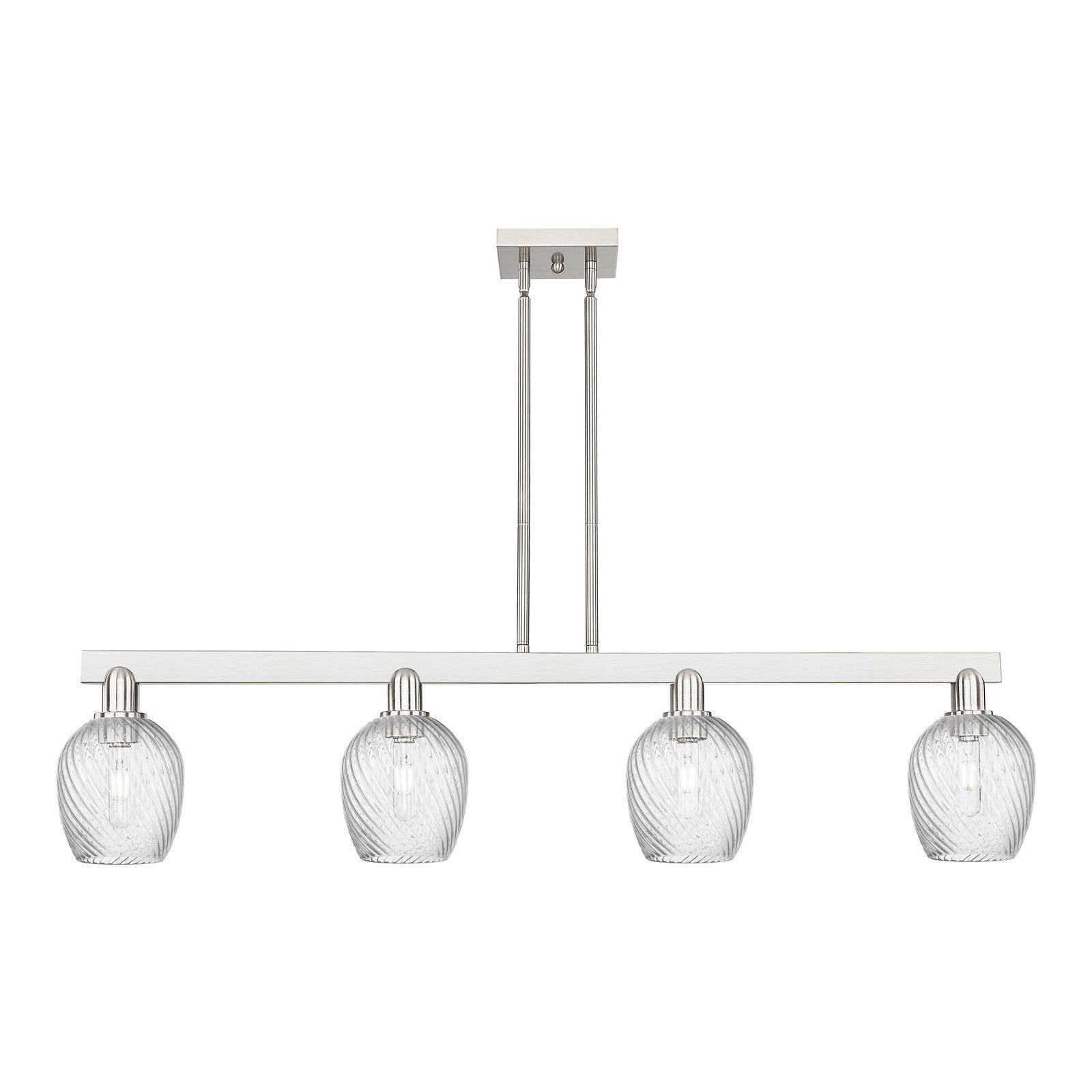 Innovations Salina 49in 4-Light Island Light | Industrial Brushed Satin Nickel and Clear Spiral Fluted Glass | Kitchen Island & | Model 716-4I-SN-G292