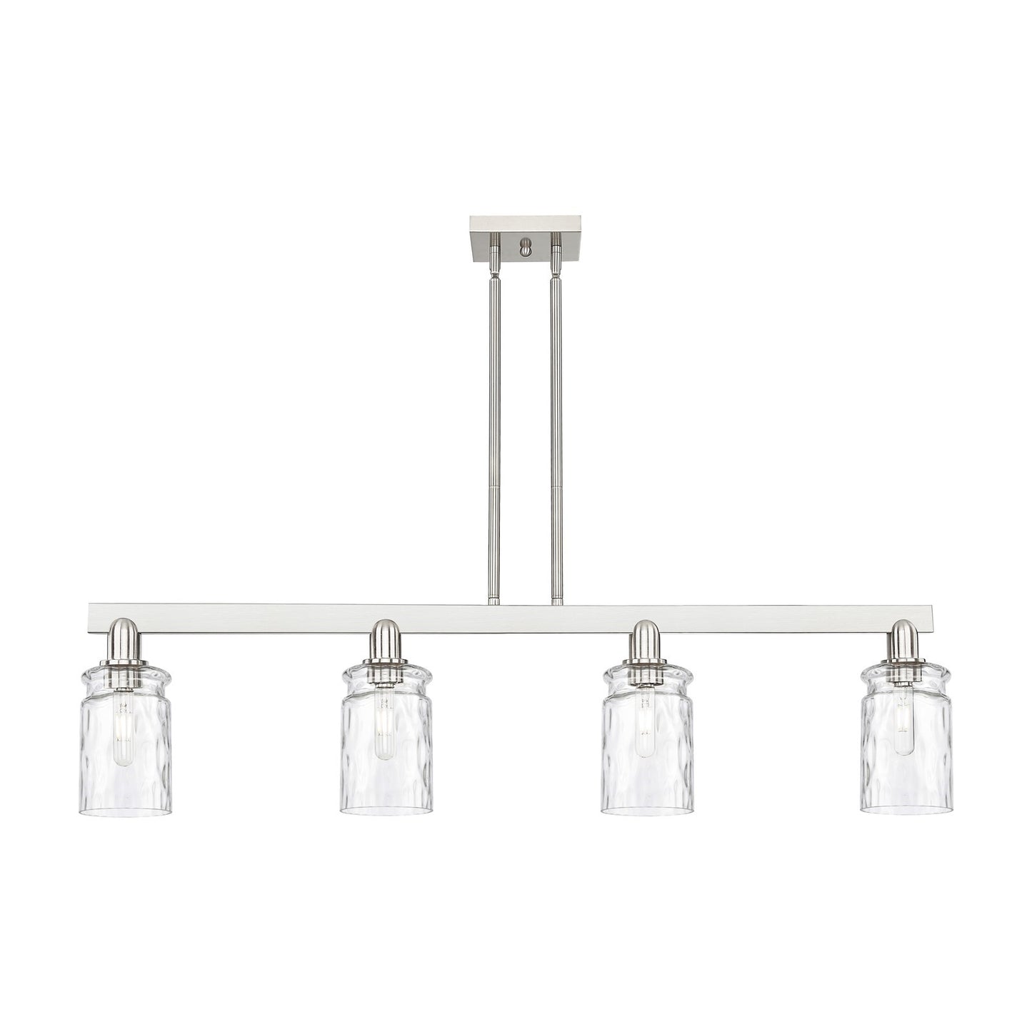 Innovations Candor 48in 4-Light Island Light | Industrial Brushed Satin Nickel and Clear Waterglass Glass | Kitchen Island & Dining | Model 716-4I-SN-G352