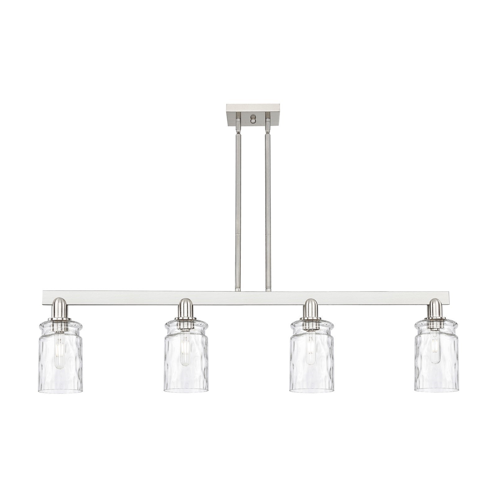 Innovations Candor 48in 4-Light Island Light | Industrial Brushed Satin Nickel and Clear Waterglass Glass | Kitchen Island & Dining | Model 716-4I-SN-G352