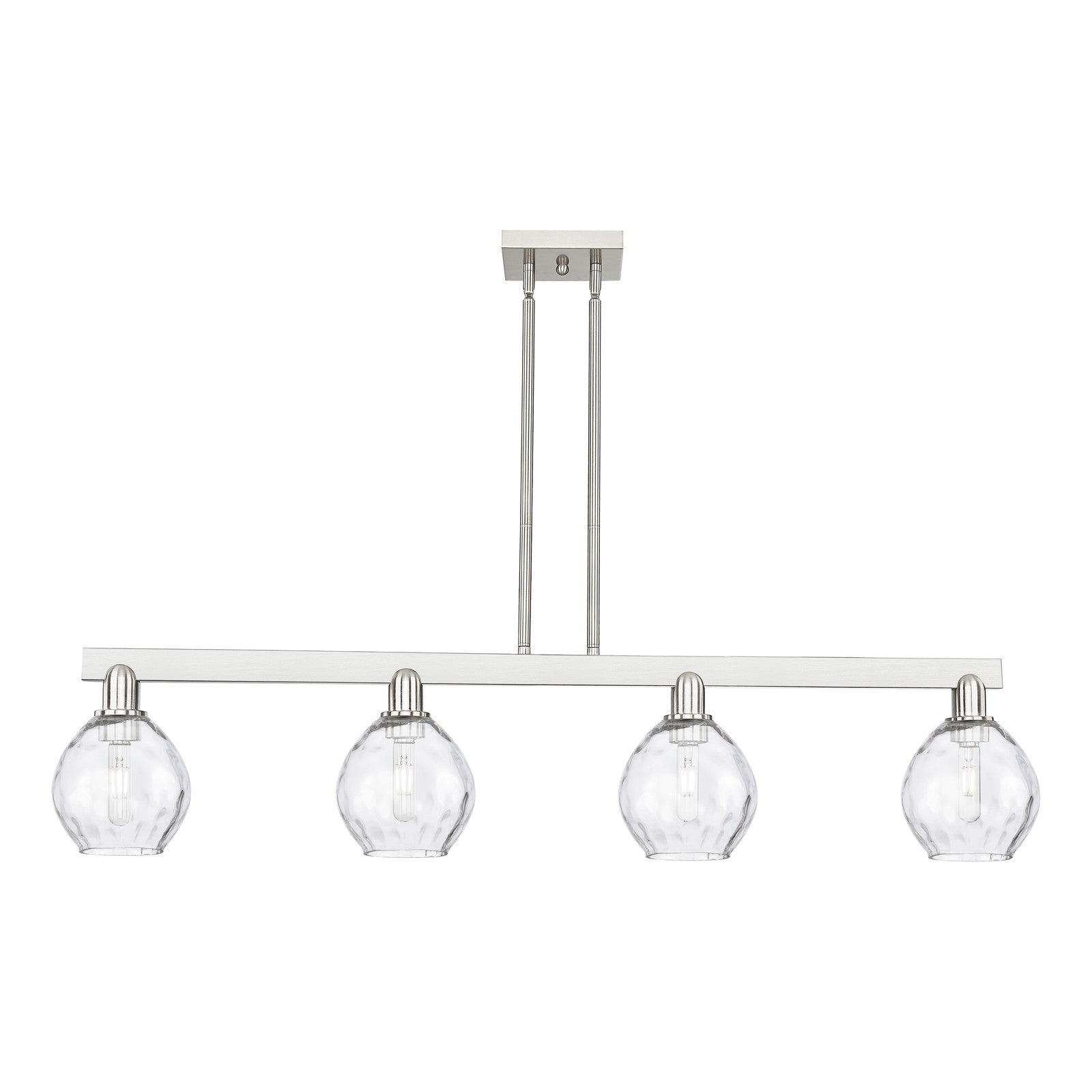 Innovations Waverly 49in 4-Light Island Light | Industrial Brushed Satin Nickel and Clear Glass | Kitchen Island & Dining Room | Model 716-4I-SN-G362