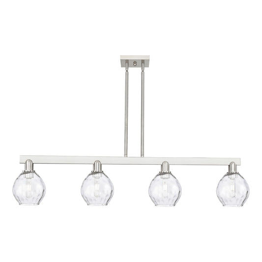 Innovations Waverly 49in 4-Light Island Light | Industrial Brushed Satin Nickel and Clear Glass | Kitchen Island & Dining Room | Model 716-4I-SN-G362
