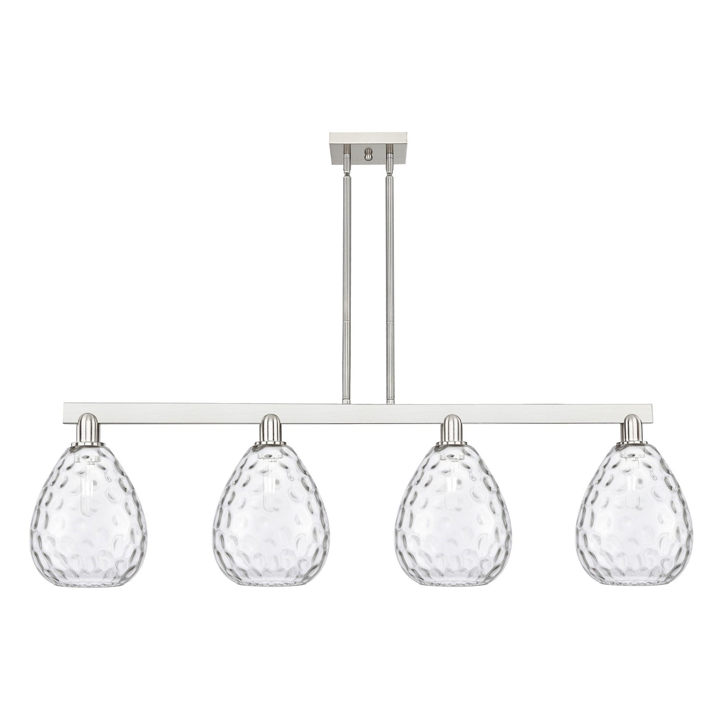 Innovations Waverly 51in 4-Light Island Light | Industrial Brushed Satin Nickel and Clear Glass | Kitchen Island & Dining Room | Model 716-4I-SN-G372