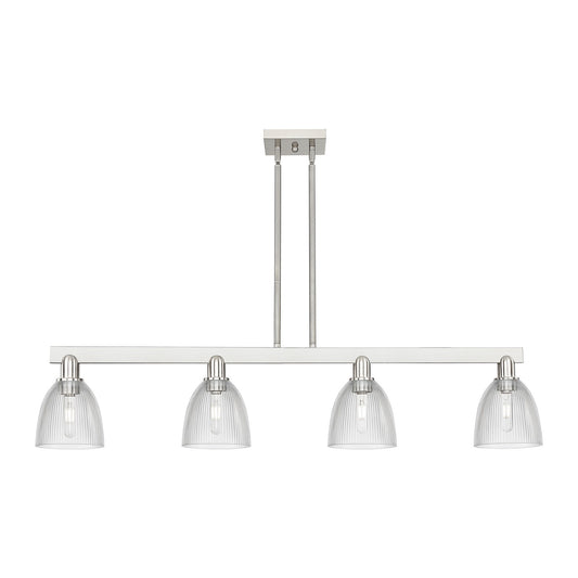 Innovations Castile 49in 4-Light Island Light | Industrial Brushed Satin Nickel and Clear Glass | Kitchen Island & Dining Room | Model 716-4I-SN-G382
