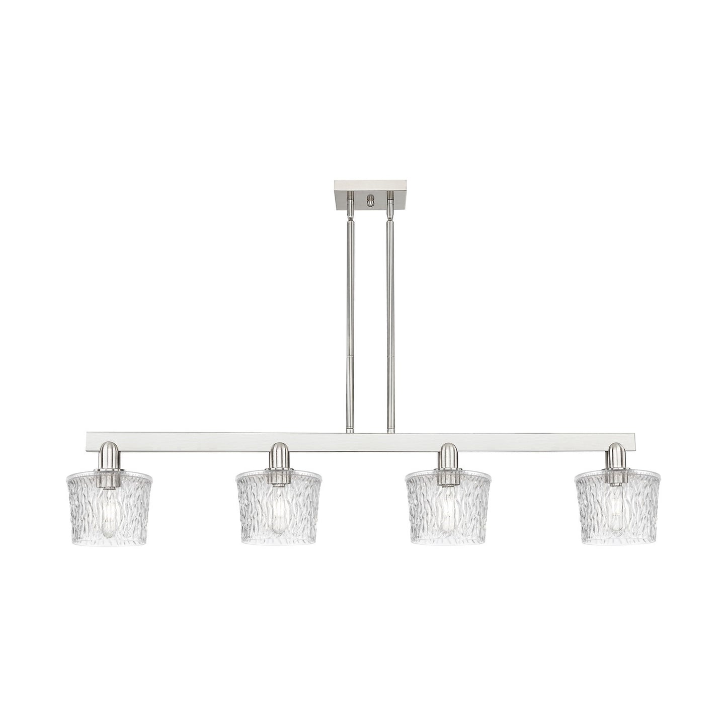 Innovations Niagara 49in 4-Light Island Light | Industrial Brushed Satin Nickel Steel and Clear Glass | Kitchen Island & Dining | Model 716-4I-SN-G402