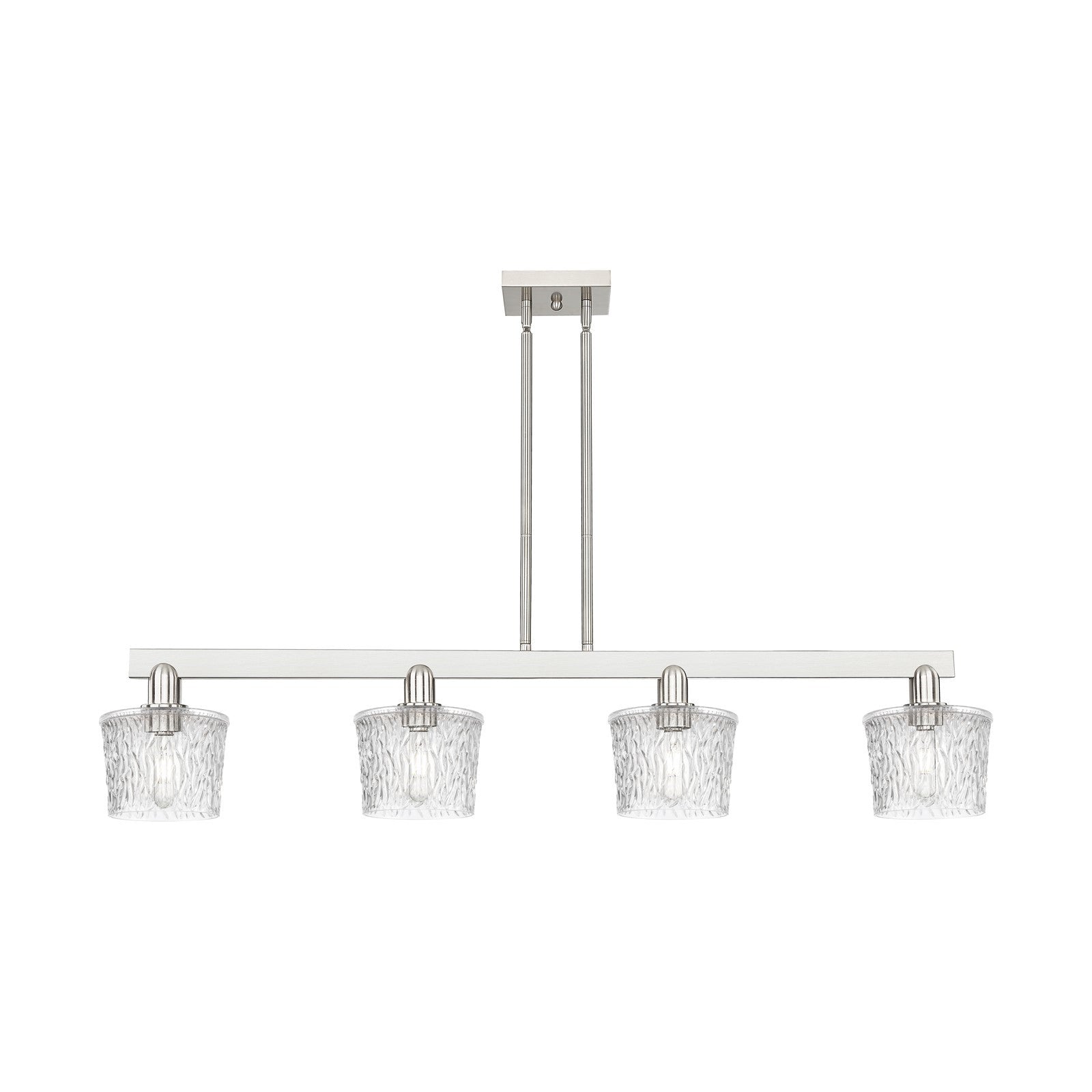 Innovations Niagara 49in 4-Light Island Light | Industrial Brushed Satin Nickel Steel and Clear Glass | Kitchen Island & Dining | Model 716-4I-SN-G402