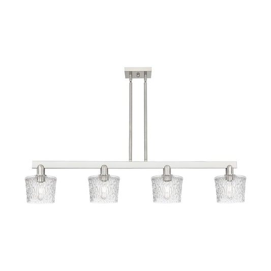 Innovations Niagara 49in 4-Light Island Light | Industrial Brushed Satin Nickel Steel and Clear Glass | Kitchen Island & Dining | Model 716-4I-SN-G402