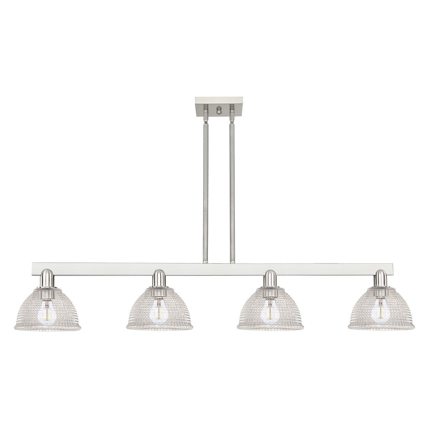 Innovations Arietta 51in 4-Light Island Light | Industrial Brushed Satin Nickel Steel and Clear Glass | Kitchen Island & Dining | Model 716-4I-SN-G422