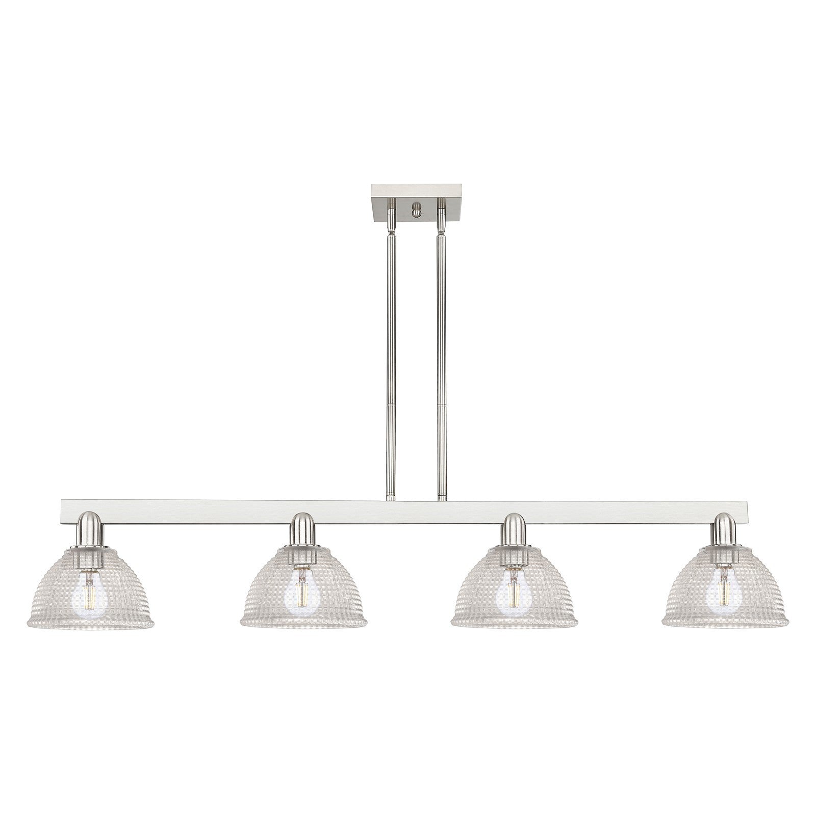 Innovations Arietta 51in 4-Light Island Light | Industrial Brushed Satin Nickel Steel and Clear Glass | Kitchen Island & Dining | Model 716-4I-SN-G422