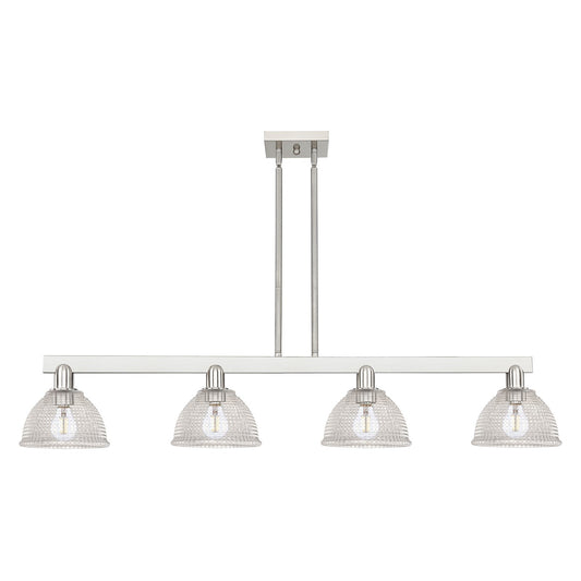 Innovations Arietta 51in 4-Light Island Light | Industrial Brushed Satin Nickel Steel and Clear Glass | Kitchen Island & Dining | Model 716-4I-SN-G422