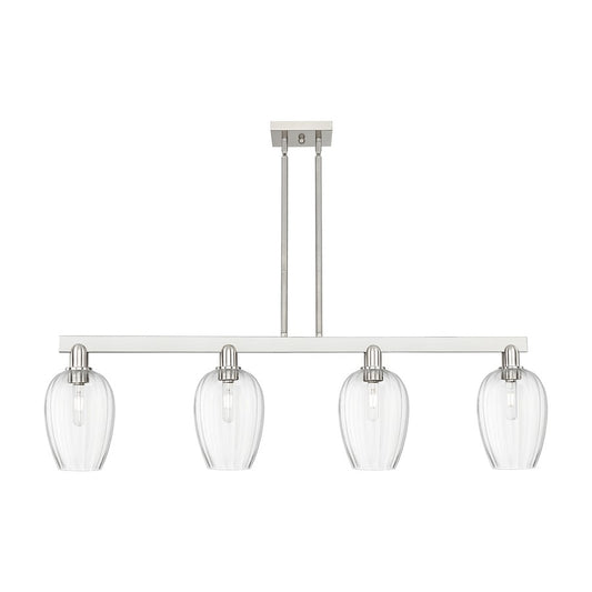 Innovations Preston 4Lt 48" Flute Stem Island Light, SN/CL - 716-4I-SN-G457-6CL