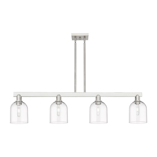 Innovations Bella 48in 4-Light Island Light | Industrial Brushed Satin Nickel and Clear Glass | Kitchen Island & Dining Room | Model 716-4I-SN-G558-6CL