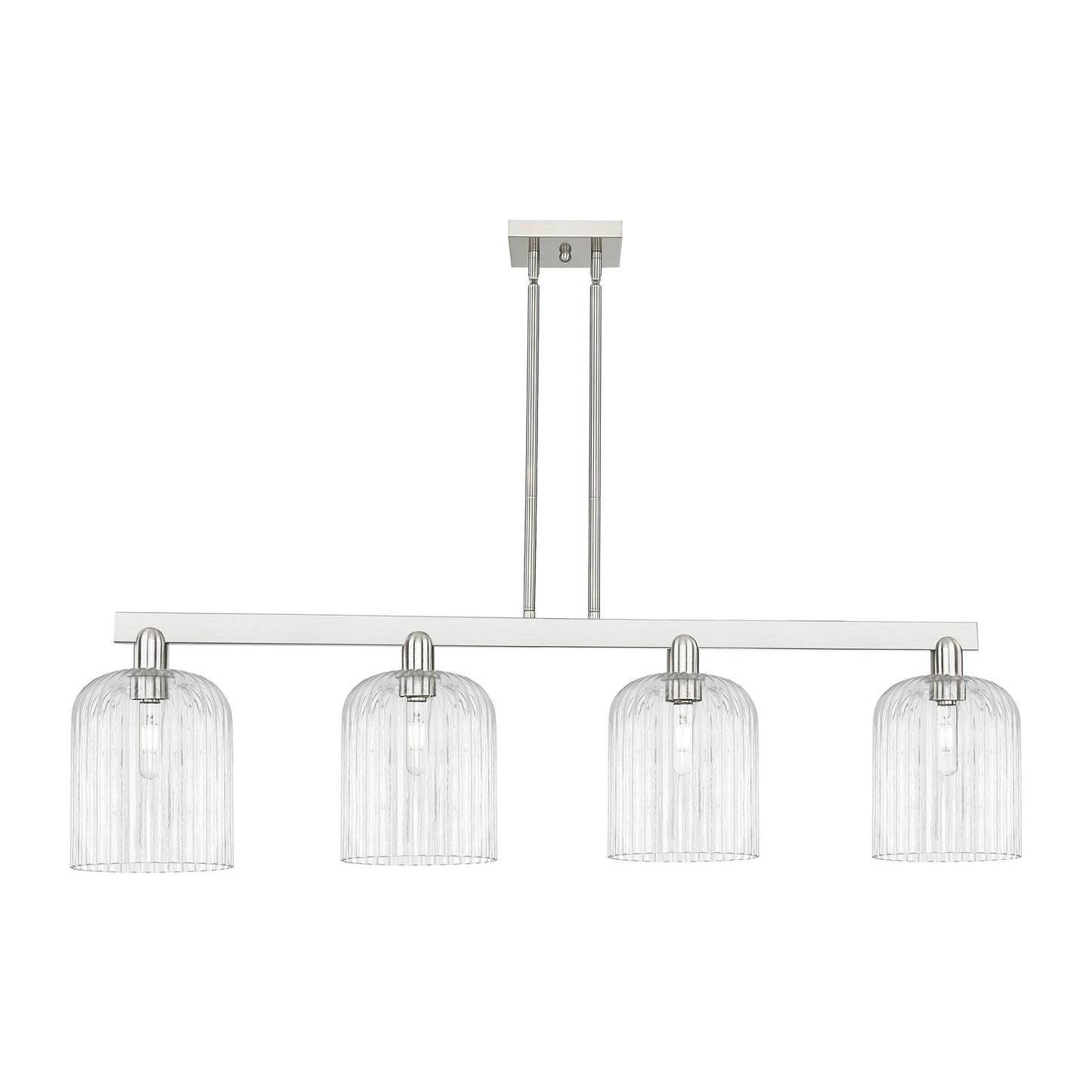 Innovations Bridal Veil 51in 4-Light Island Light | Industrial Brushed Satin Nickel and Clear Bridal Veil Glass | Kitchen | Model 716-4I-SN-G559-8CL