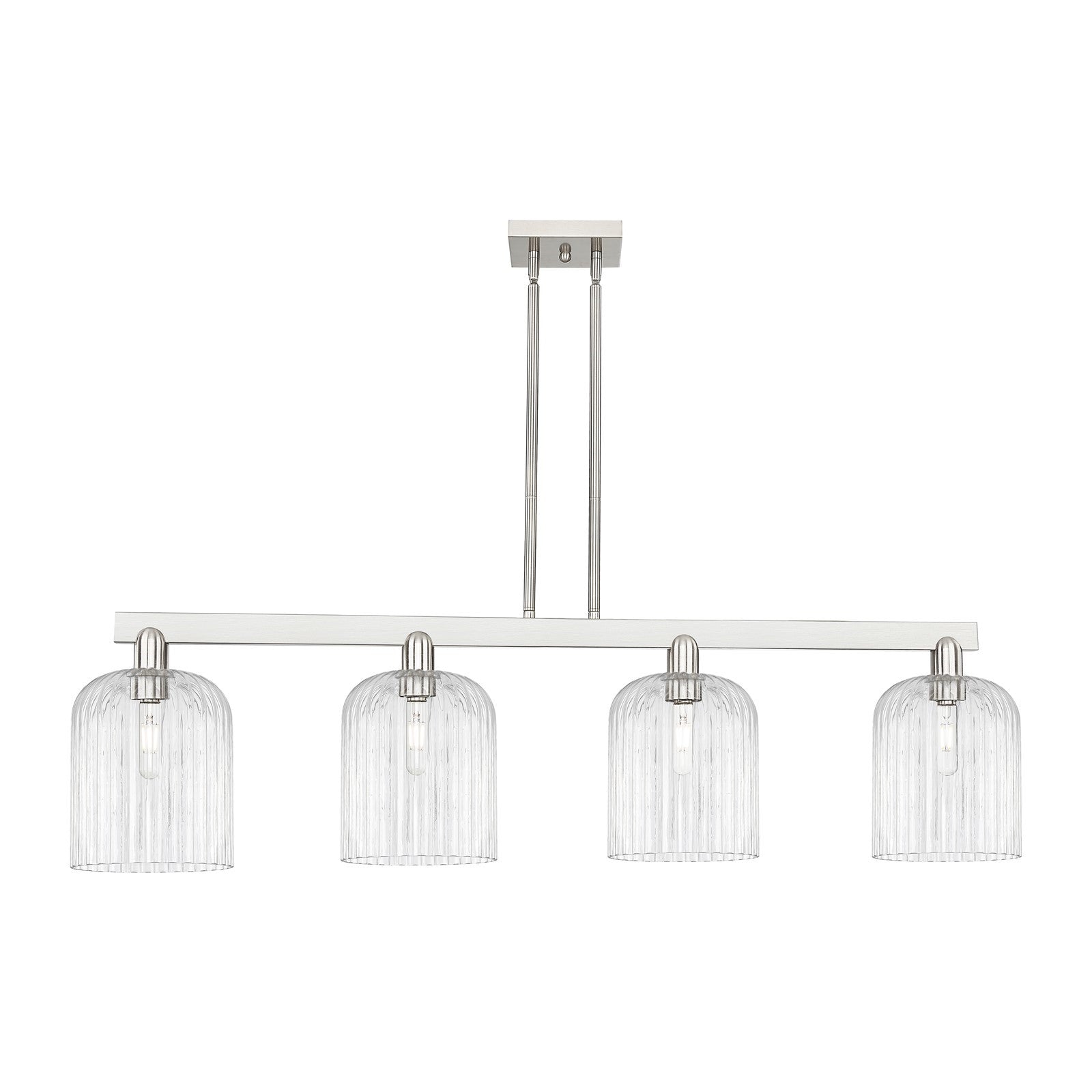 Innovations Bridal Veil 51in 4-Light Island Light | Industrial Brushed Satin Nickel and Clear Bridal Veil Glass | Kitchen | Model 716-4I-SN-G559-8CL
