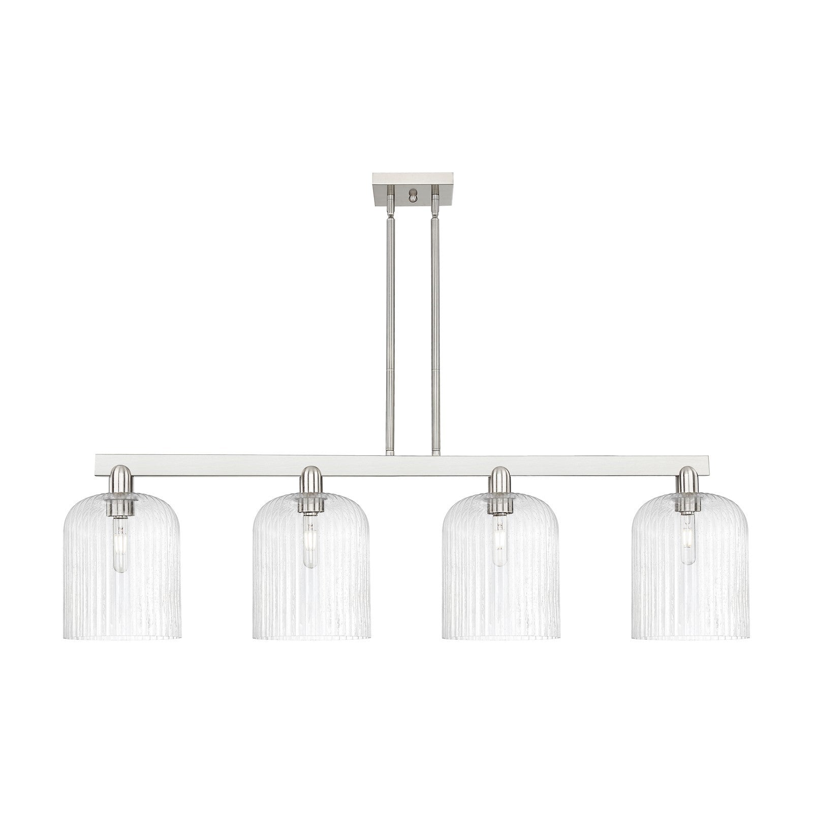 Innovations Bridal Veil 51in 4-Light Island Light | Industrial Brushed Satin Nickel and Seedy Glass | Kitchen Island & Dining | Model 716-4I-SN-G559-8SDY