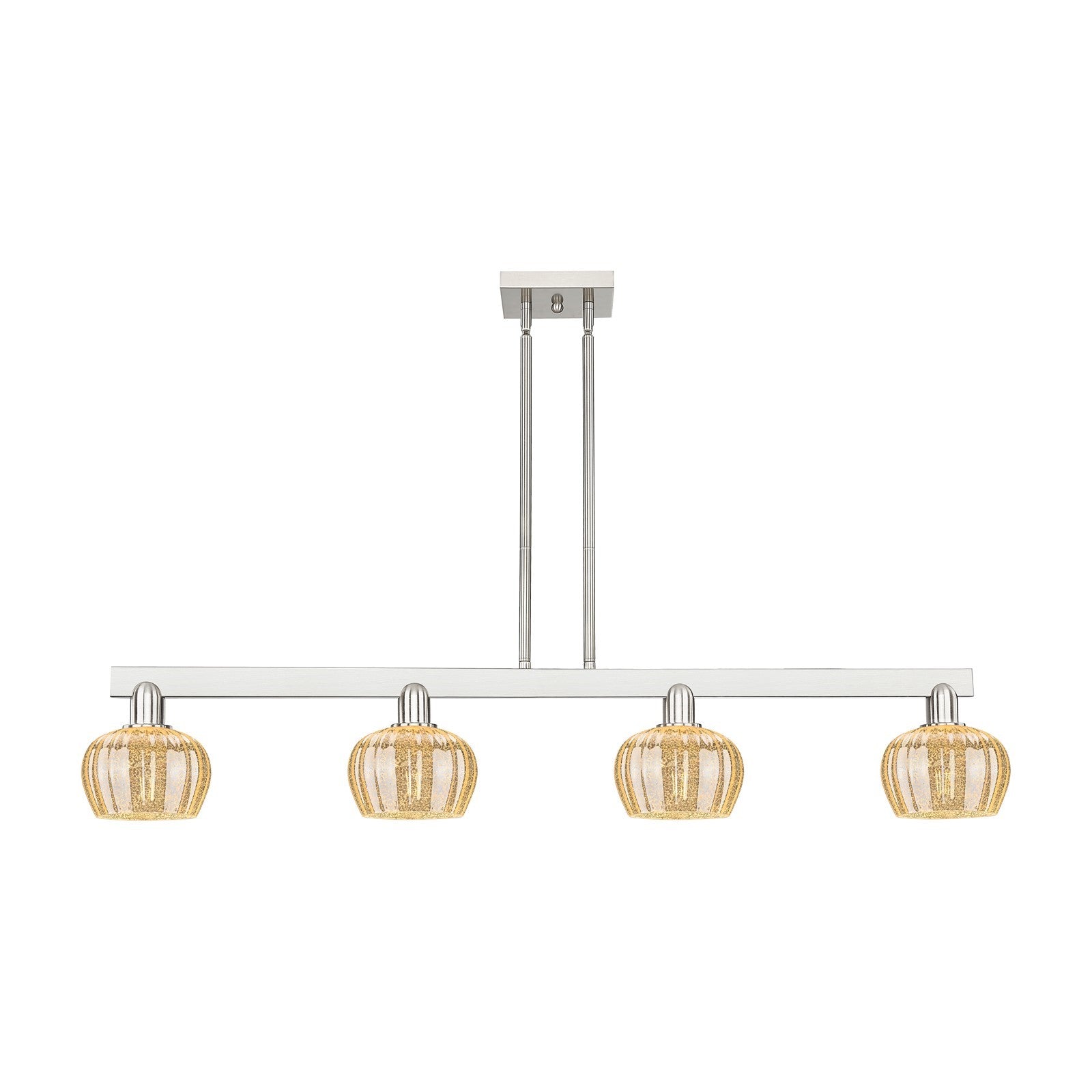 Innovations Fenton 49.25in 4-Light Island Light | Industrial Brushed Satin Nickel and Mercury Ribbed Glass | Kitchen Island & Dining | Model 716-4I-SN-G96