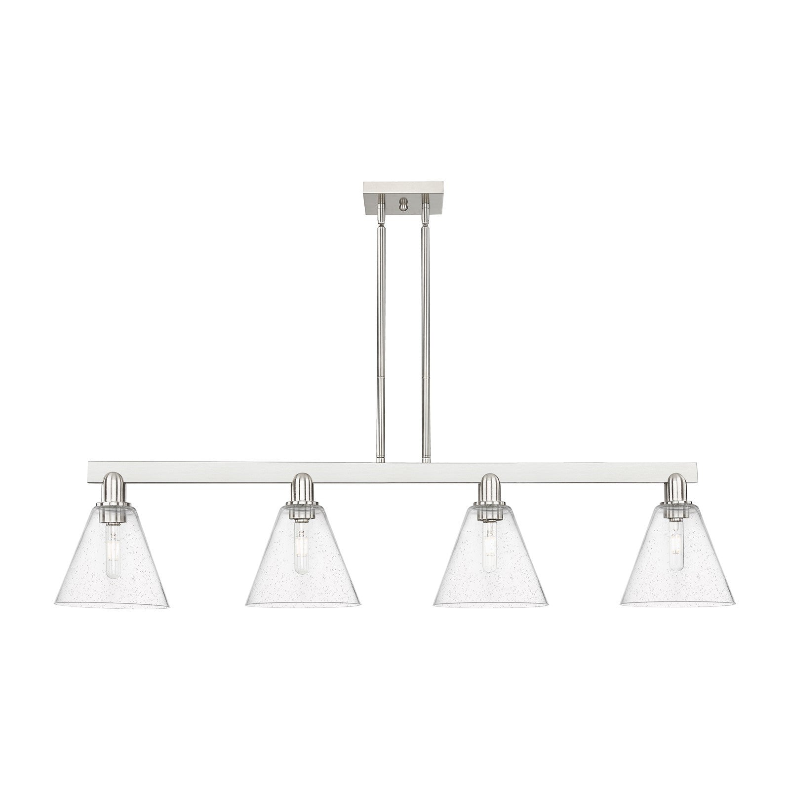 Innovations Berkshire Glass 51in 4-Light Island Light | Industrial Brushed Satin Nickel and Seedy Glass | Kitchen Island & Dining | Model 716-4I-SN-GBC-84