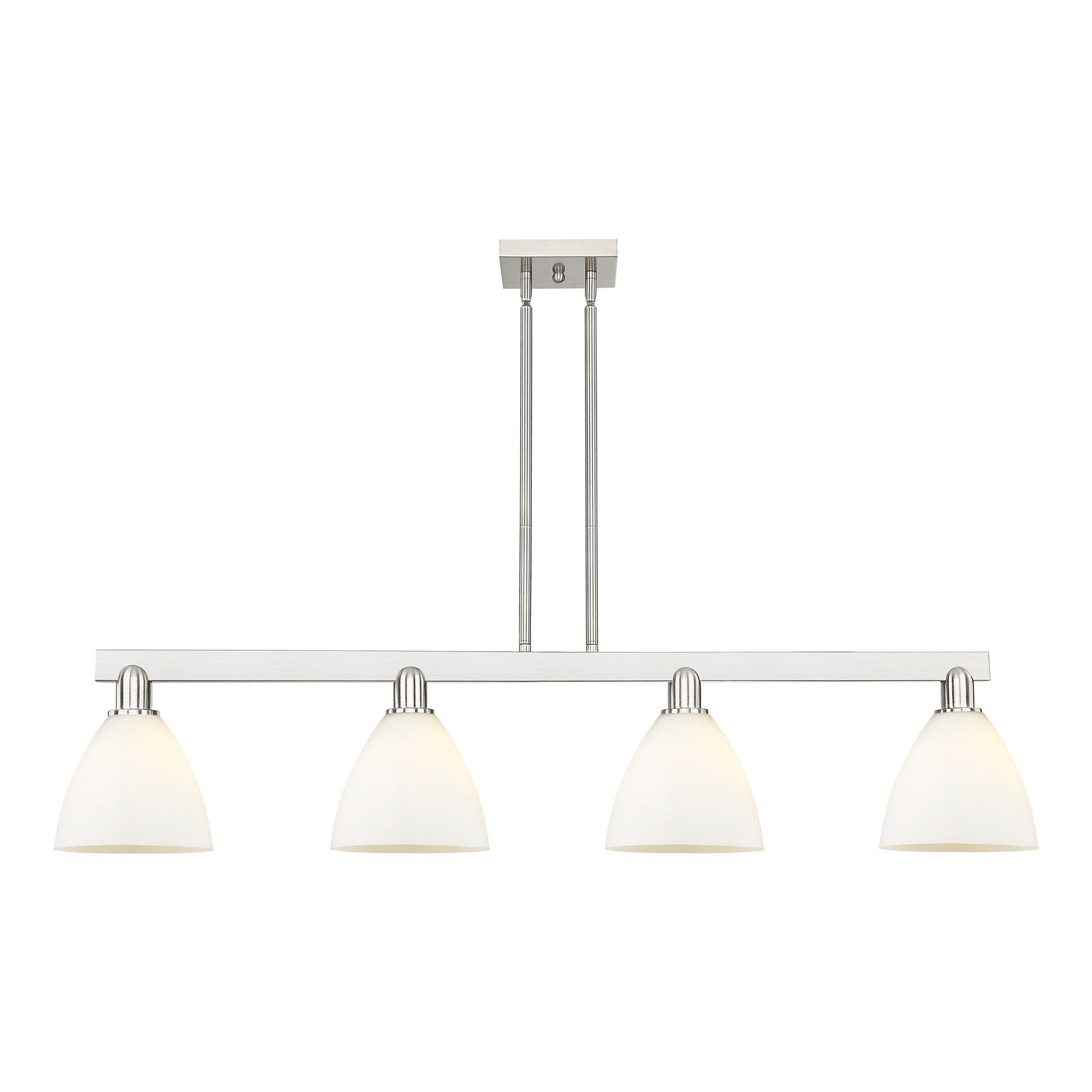 Innovations Bristol 50in 4-Light Island Light | Industrial Brushed Satin Nickel Steel and Matte White Glass | Kitchen Island & | Model 716-4I-SN-GBD-751