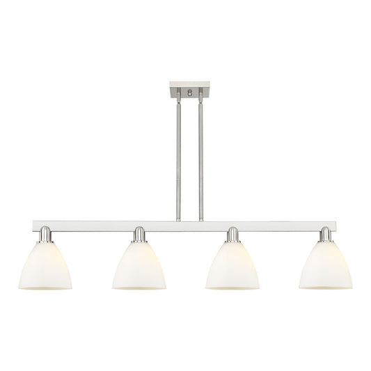 Innovations Bristol 50in 4-Light Island Light | Industrial Brushed Satin Nickel Steel and Matte White Glass | Kitchen Island & | Model 716-4I-SN-GBD-751