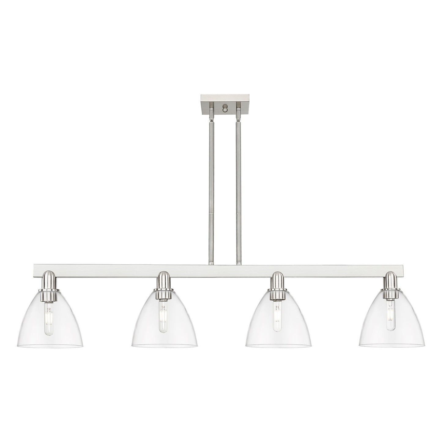 Innovations Bristol 50.25in 4-Light Island Light | Industrial Brushed Satin Nickel Steel and Clear Glass | Kitchen Island & | Model 716-4I-SN-GBD-752