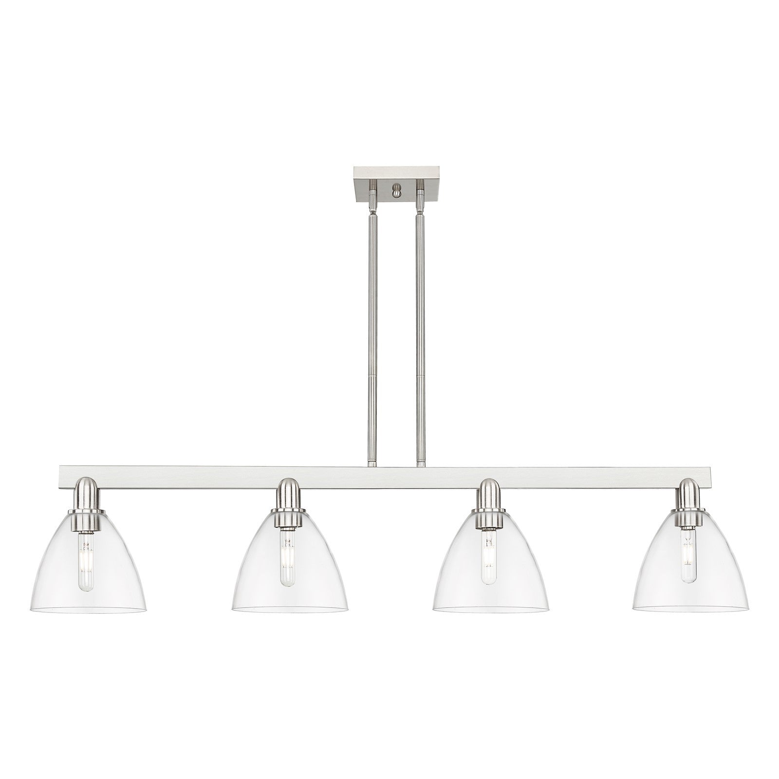 Innovations Bristol 50.25in 4-Light Island Light | Industrial Brushed Satin Nickel Steel and Clear Glass | Kitchen Island & | Model 716-4I-SN-GBD-752