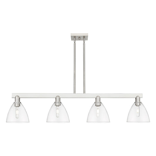 Innovations Bristol 50.25in 4-Light Island Light | Industrial Brushed Satin Nickel Steel and Clear Glass | Kitchen Island & | Model 716-4I-SN-GBD-752