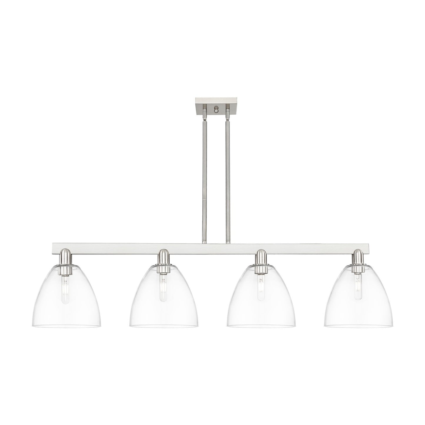 Innovations Bristol 52in 4-Light Island Light | Industrial Brushed Satin Nickel Steel and Clear Glass | Kitchen Island & Dining | Model 716-4I-SN-GBD-92