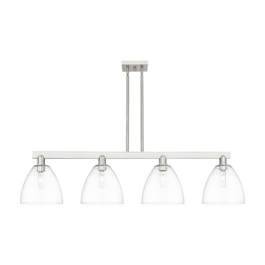 Innovations Bristol 52in 4-Light Island Light | Industrial Brushed Satin Nickel Steel and Clear Glass | Kitchen Island & Dining | Model 716-4I-SN-GBD-92