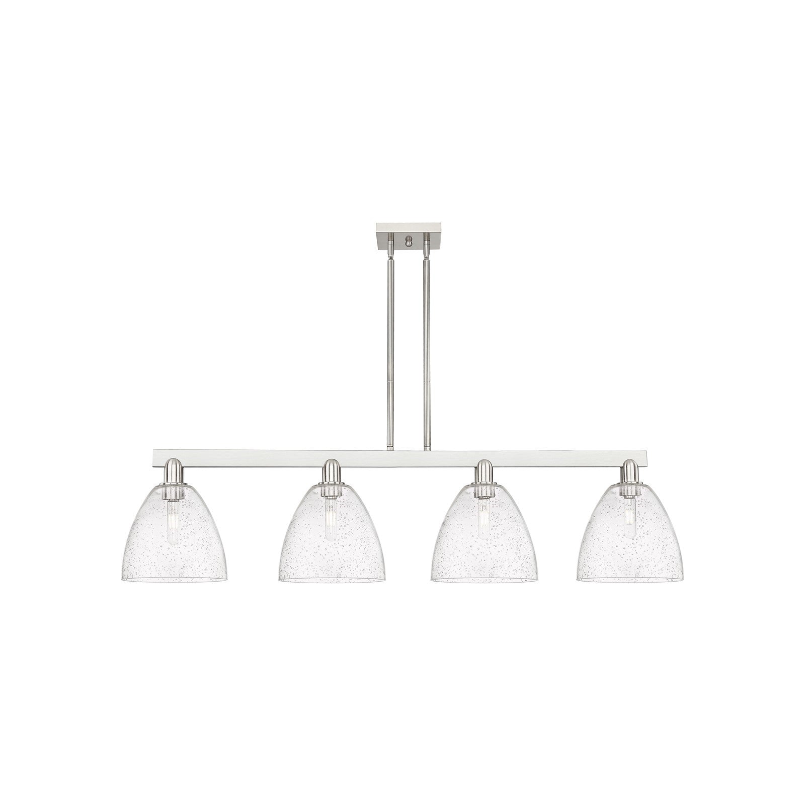 Innovations Bristol 52in 4-Light Island Light | Industrial Brushed Satin Nickel Steel and Seedy Glass | Kitchen Island & Dining | Model 716-4I-SN-GBD-94