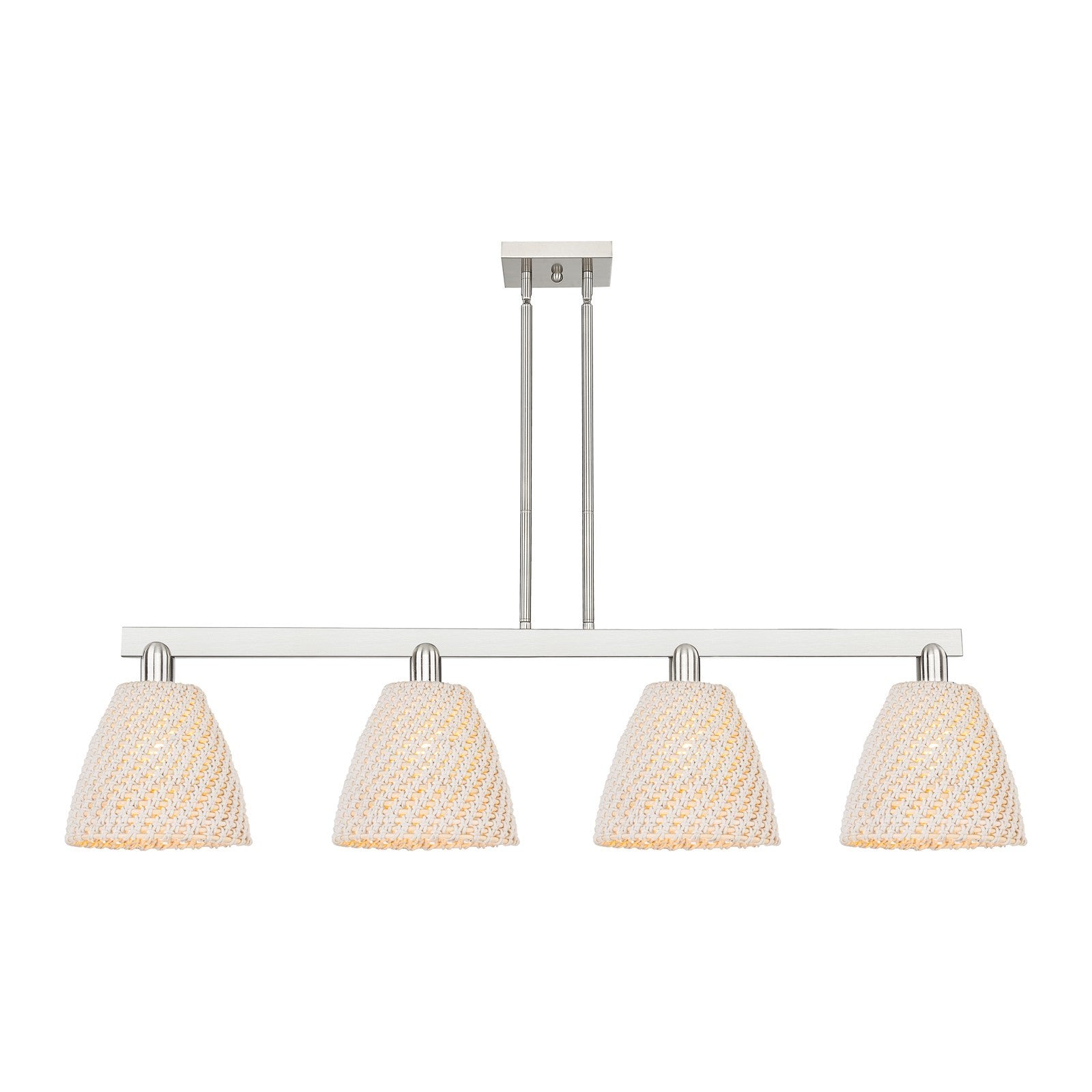 Innovations Bristol Natural 52in 4-Light Island Light | Industrial Brushed Satin Nickel and Natural Fiber Shade | Kitchen | Model 716-4I-SN-NBD-9-NAT