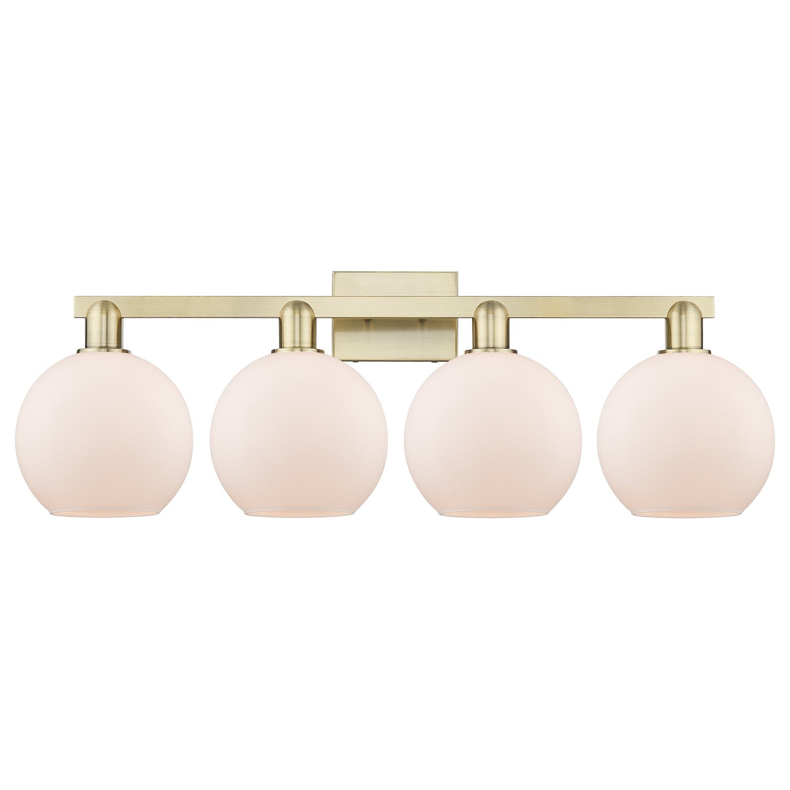 Innovations Athens 35in 4-Light Bath Vanity Light | Industrial Antique Brass and Matte White Glass | Bathroom Vanity | Model 716-4W-AB-G121-8