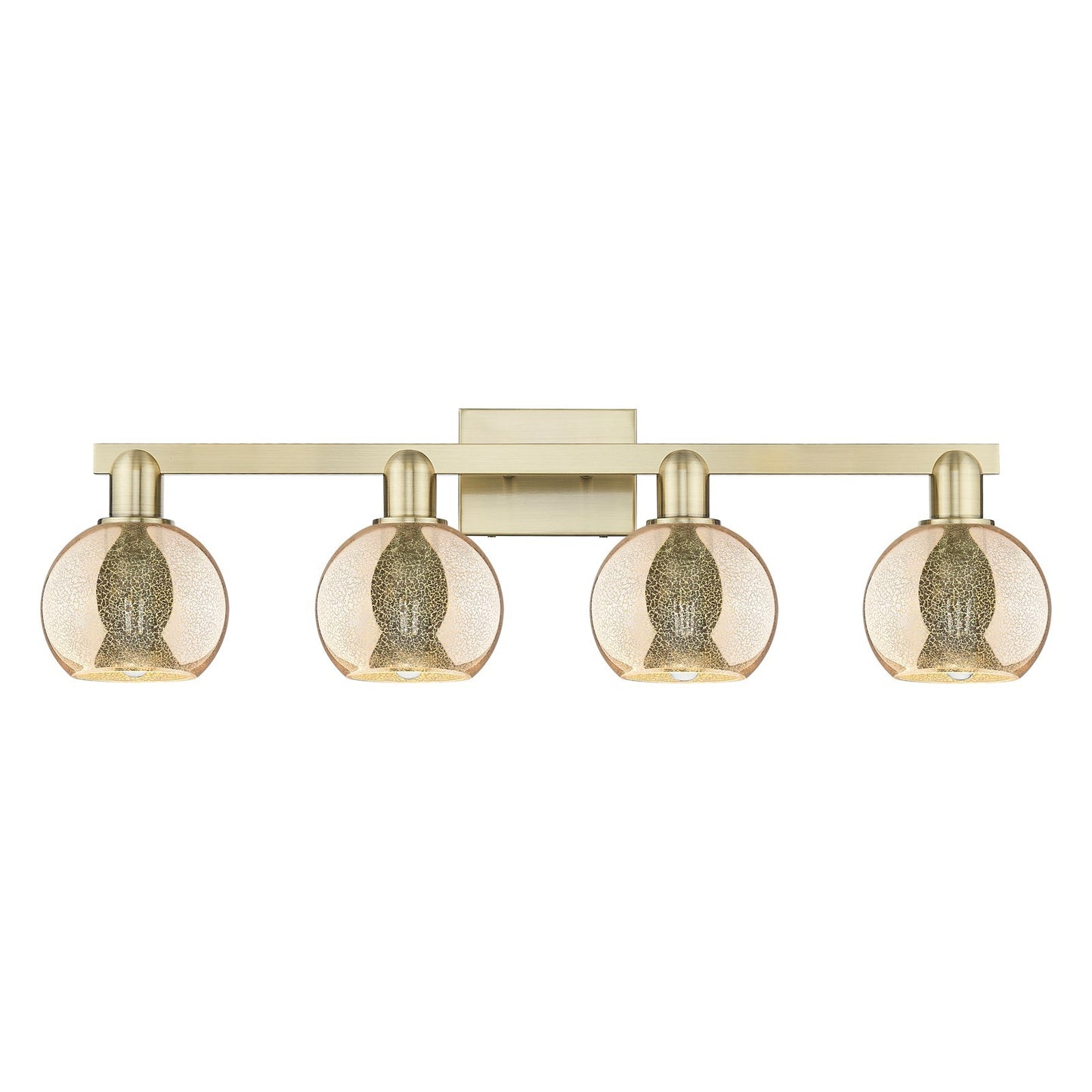 Innovations Athens 33in 4-Light Bath Vanity Light | Industrial Antique Brass and Mercury Glass | Bathroom Vanity | Model 716-4W-AB-G128-6